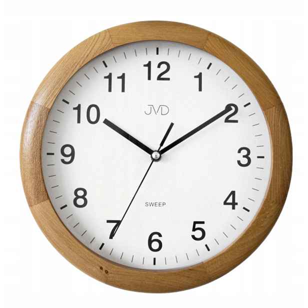 Hnědé Dřevěné Rádiově Ovládané Tiché Nástěnné Hodiny Jvd NS19020.1 27 cm