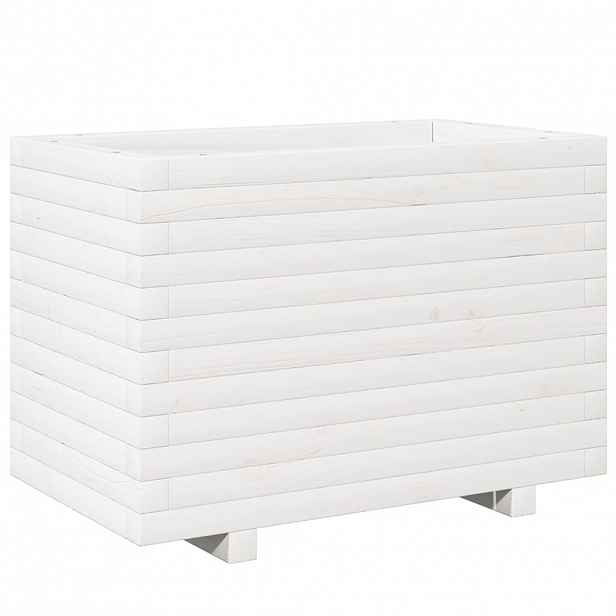 vidaXL Zahradní truhlík bílý 70 x 40 x 49,5 cm masivní borové dřevo