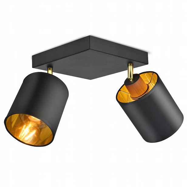 Lampa Stropní Svítidlo Pohyblivý lustr Stínidla Černá Zlatá