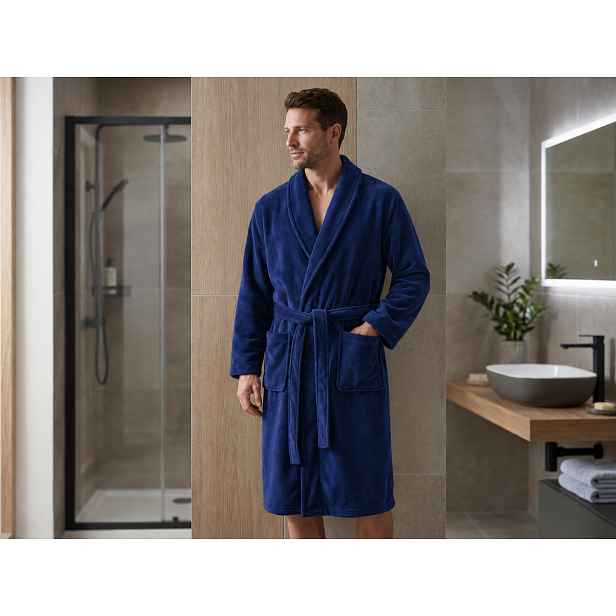 Pánský mikroplyšový župan VELVET TOUCH, královsky modrý