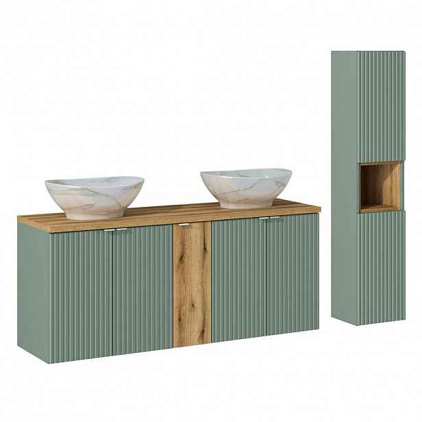 Petits-meubles KOUPELNOVÝ NÁBYTEK 140cm Jade 2er-Set Zelená a dřevo
