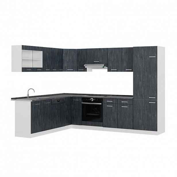 Vicco ROHOVÁ KUCHYŇ R-Line, Černý beton/Bílá, 287 x 227 cm PD Antracit