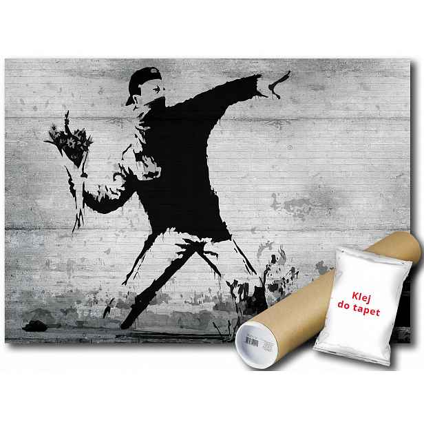 Vinylová fototapeta Banksy Graffiti Umění Mural Flower Thrower 152x104