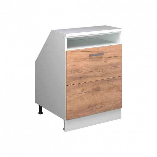 Vicco ŠIKMÁ SKŘÍŇ Rion Zlatý mocný dub 60 x 81.6 cm se 2 zásuvkami, korpus skříně hloubka 60 cm