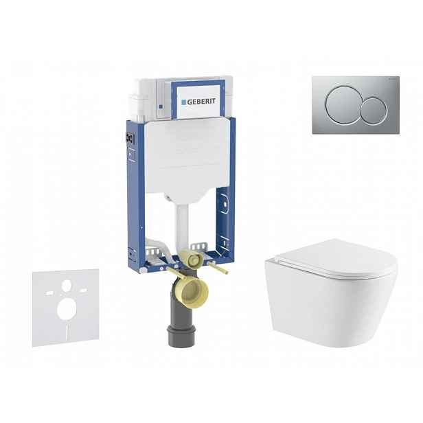 Geberit Kombifix - Set předstěnové instalace, klozetu Nefia a sedátka softclose, tlačítko Sigma01, lakovaný matný chrom SANI15CA2104
