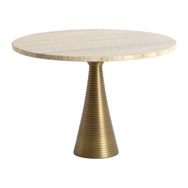 Kulatý konferenční stolek s deskou z kamene v bronzové barvě/ve světle přírodní barvě ø 50 cm Bahia – Light & Living
