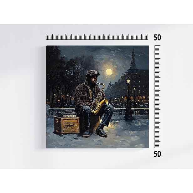 Obraz Na Plátně Canvas Město Ulice Hudebník Saxofon Koncert Večer 50x50