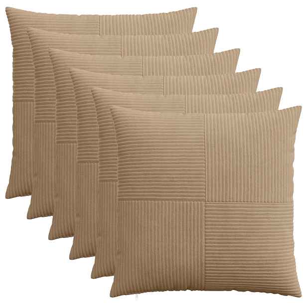vidaXL Povlak na polštář 6 ks ALMELO Hnědá 60 x 60 cm manšestr