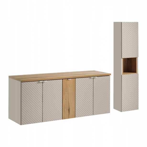 Zestaw meblowy 140cm z blatem i szafką wysoką, Viva Cashmere