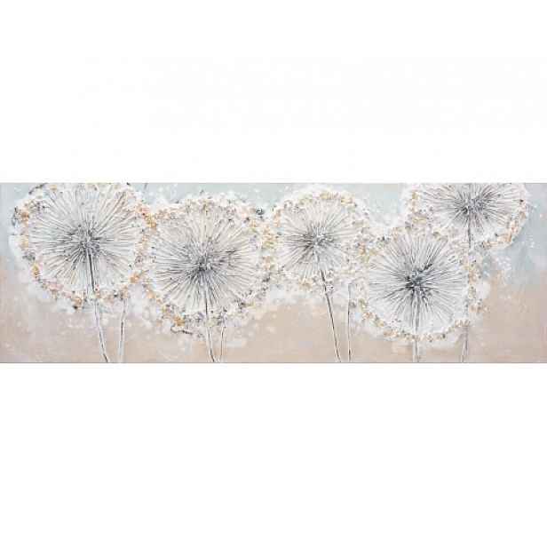 Ručně malovaný obraz Pampelišky chmýří 120x40 cm, olejomalba