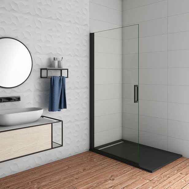 BLACK SAFIR WF1 100 Otočná WALK-IN zástěna 95,2–97,2 × 200 cm, čiré sklo