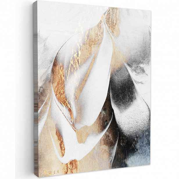 MuchoWow OBRAZ NA PLÁTNĚ Luxusní - abstraktní - zlatá - bílá 60x80 cm