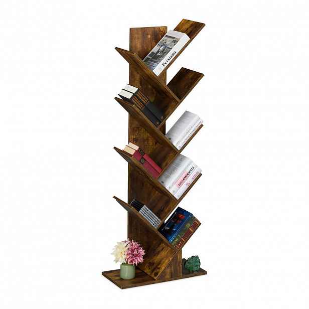 Relaxdays KNIHOVNA barva dle výběru 9 polic stromový design