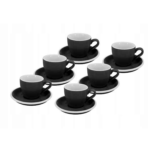Set 6 ks Presso šálek s podšálkem Roma, 75 ml, černý