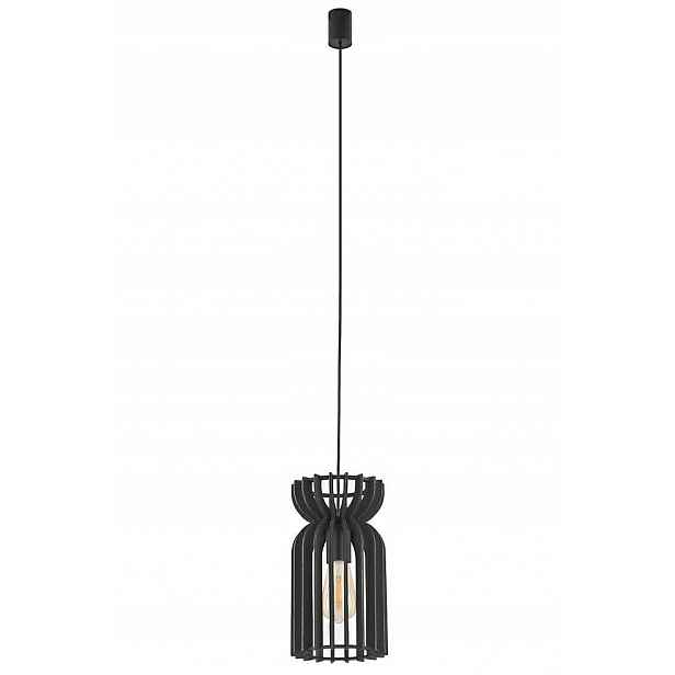 Závěsná lampa Kymi Černá Dřevěné stínítko 1xE27 16 cm Stropní Svítidlo Pokoj