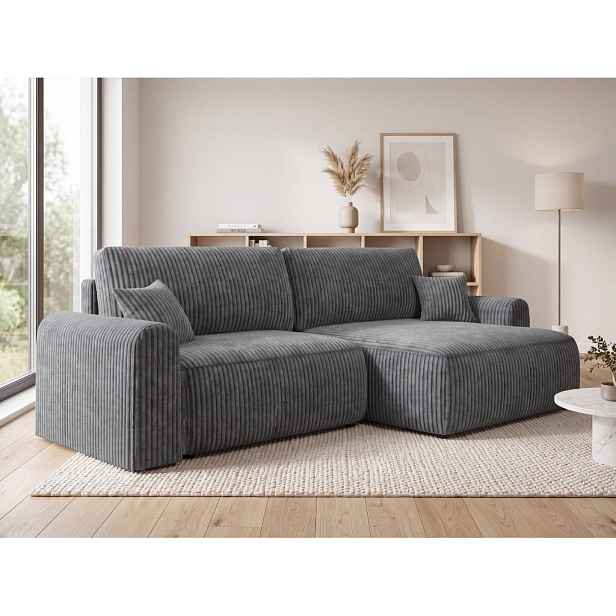Rozkládací oboustranná sedací souprava do L NORDEN TILIA 250x140 cm, šedomodrá