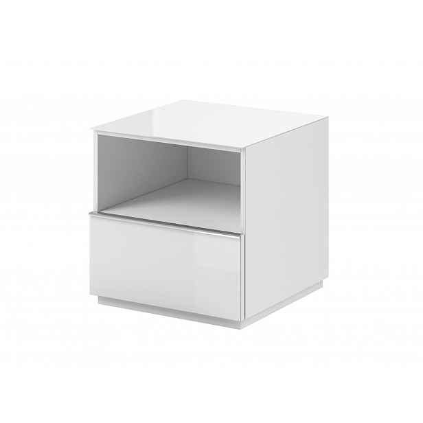 HELIO TYP 37 televizní stolek 1S, bílá/bílá sklo