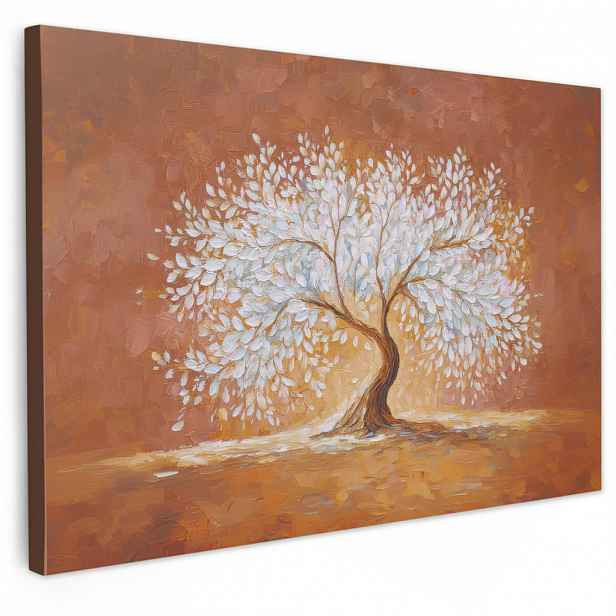 MuchoWow OBRAZ NA PLÁTNĚ Abstraktní - Strom - Bílý - Listy 30x20 cm