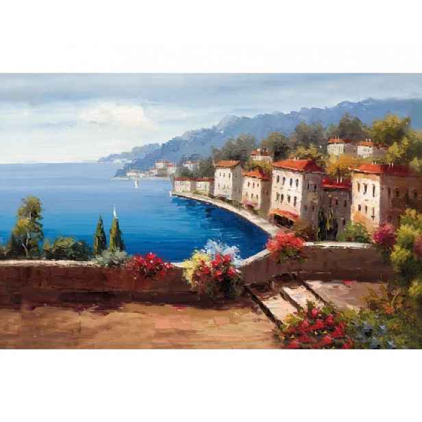 Obraz na plátně Malebné městečko 116x76 cm, efekt ruční malby