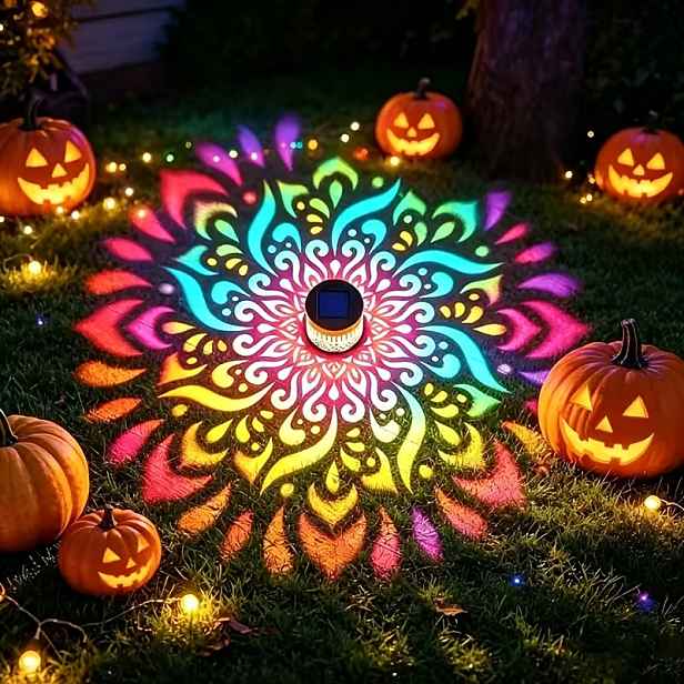 TEMU 16barevné RGB solární mandala nástěnné svítidlo, chytrá solární nástěnná lampa, automatický senzor světla od soumraku do úsvitu, venkovní světlo