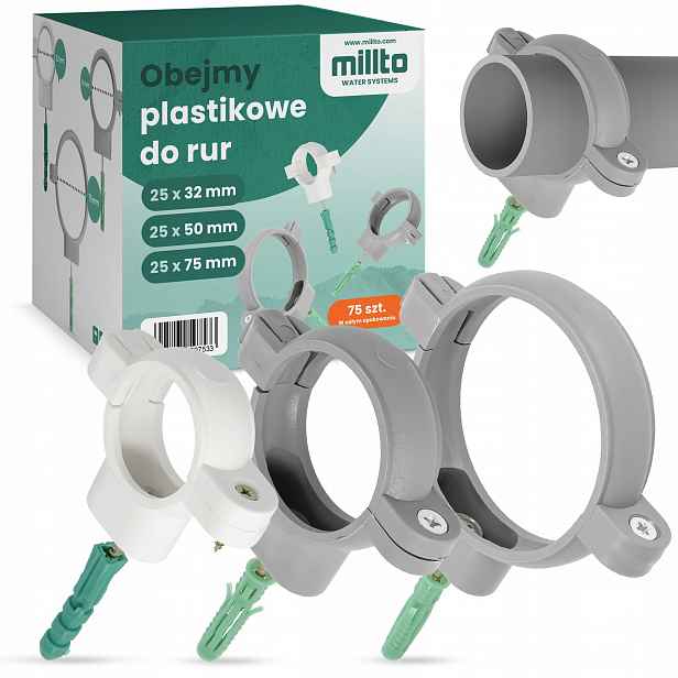 3x25ks Objímka Plastová Rukojeť Trubek 32/50/75mm
