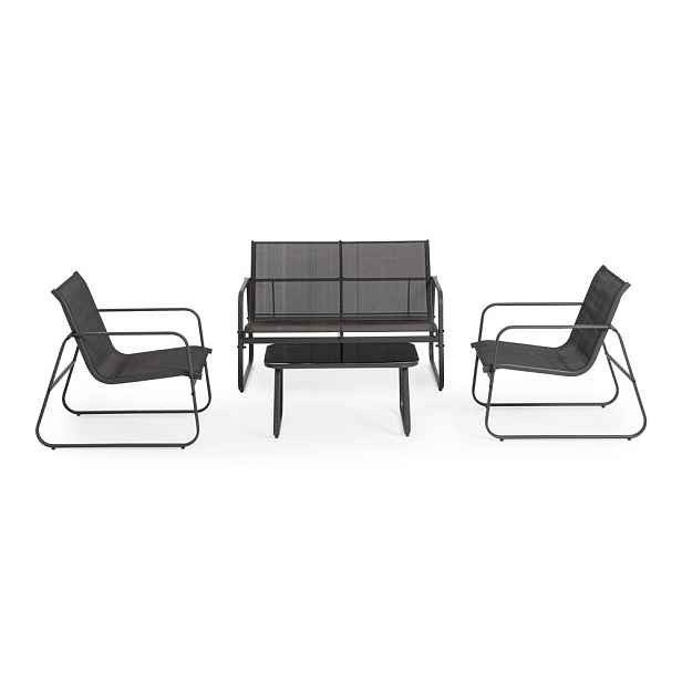 Antracitový ocelový zahradní lounge set pro 4 Gonzalo – Bizzotto