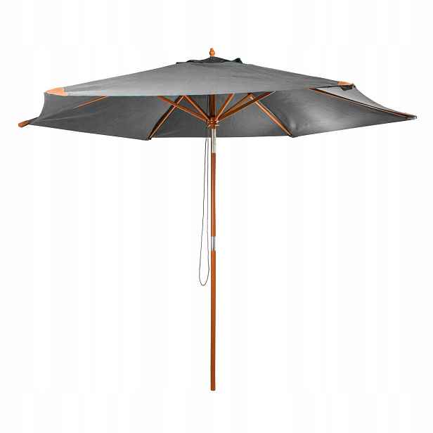 Dřevěný slunečník s Uv 50+, 300 cm, šedý