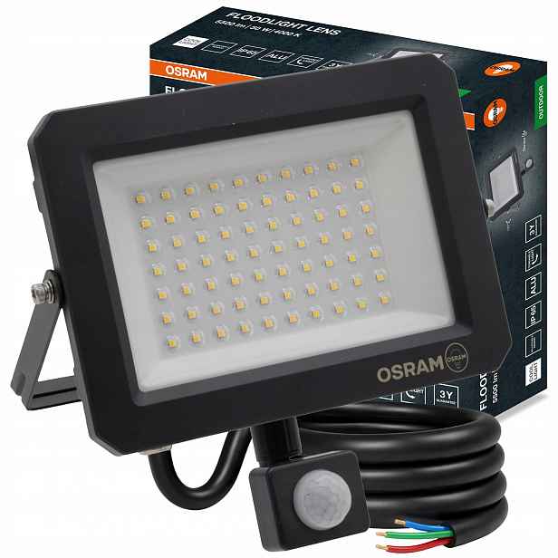 Led reflektorová lampa Halogenová Led lampa s senzorem 50W 5500lm 4000K IP65