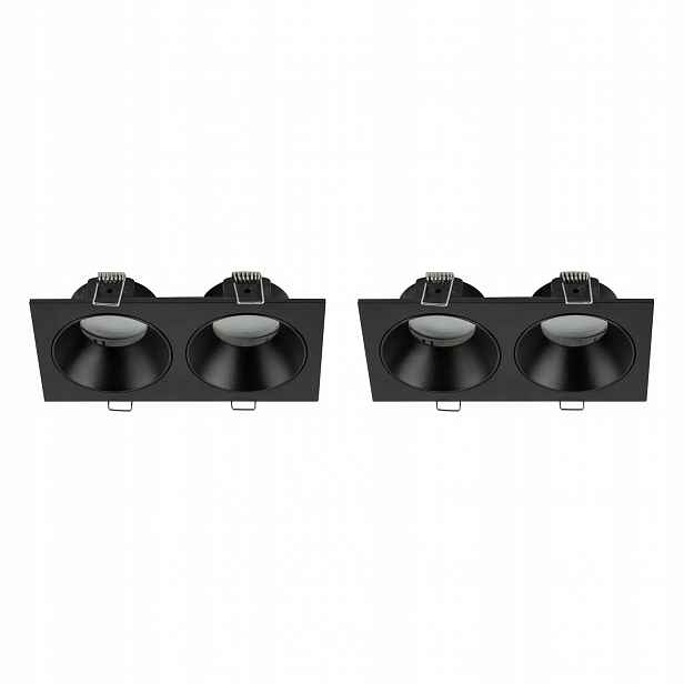 Tk Lighting Sada 2x Dvojitá zapuštěná lampa černá kovová 2xGU10 IP65