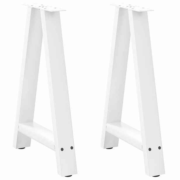 vidaXL Nohy k jídelnímu stolu ve tvaru A, 2 ks, bílé, 60 x (72-73) cm, ocel