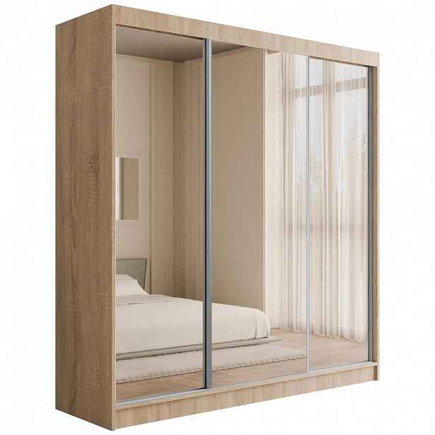 ALTDECOR ŠATNÍ SKŘÍŇ s zrcadlem V2-URBANO 215x200 cm Sonoma