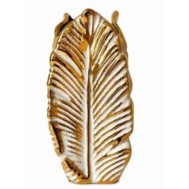 Květináč keramický Golden Leaf zlatý ve tvaru listu 18x18x27,5 cm