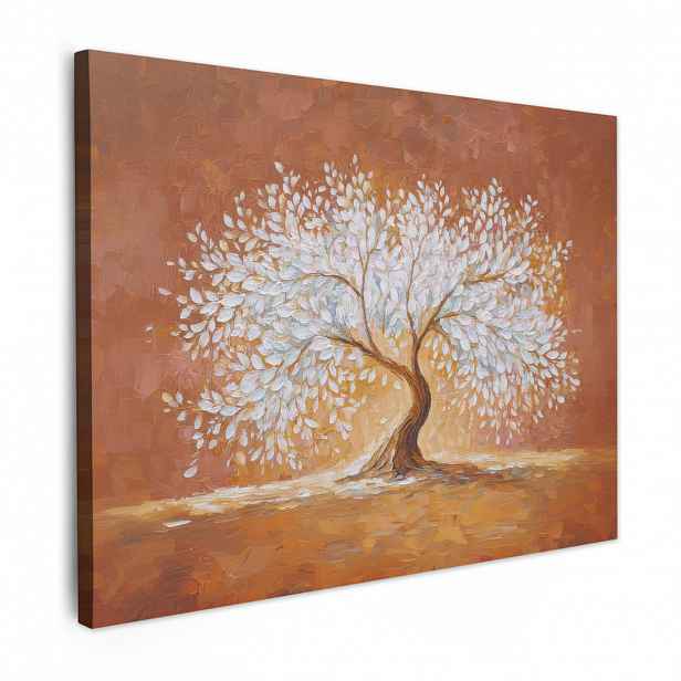 MuchoWow OBRAZ NA PLÁTNĚ Abstraktní - Strom - Bílý - Listy 40x30 cm