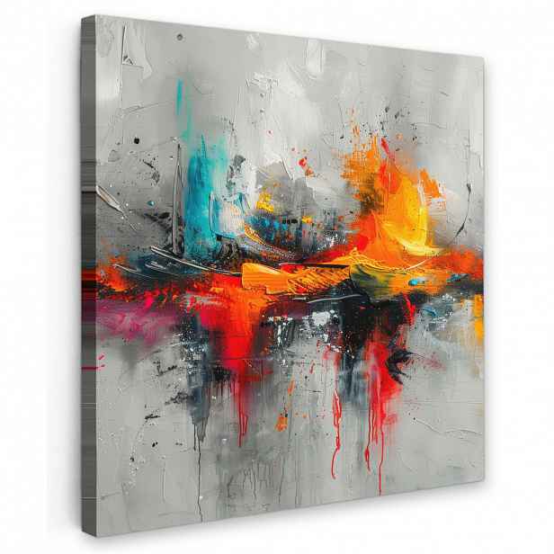 MuchoWow OBRAZ NA PLÁTNĚ Moderní umění - Oranžová - Šedá - Abstraktní 20x20 cm