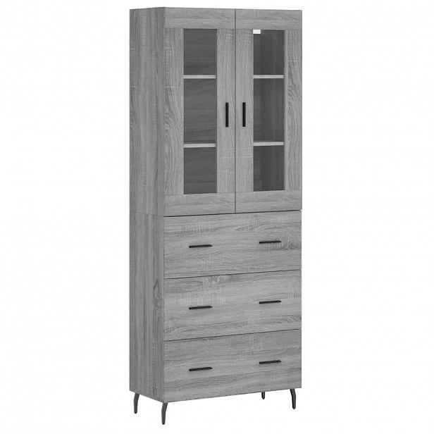 vidaXL Skříň highboard šedá sonoma 69,5 x 34 x 180 cm kompozitní dřevo