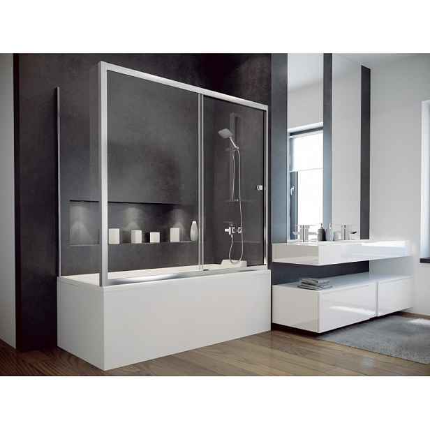 BESCO Vanová zástěna DUO SLIDE II - 150 x 150 cm; posuvná vanová zástěna; sklo 6 mm