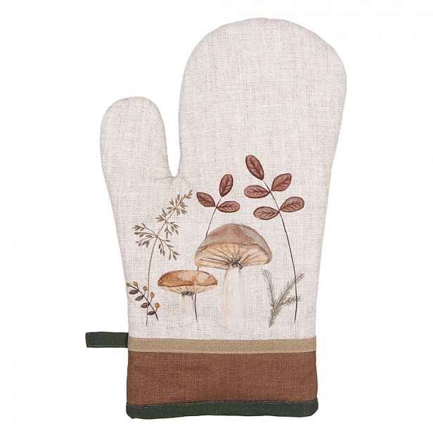 Béžová chňapka - rukavice s houbičkami Little Forest Jewels - 18*30 cm Clayre & Eef