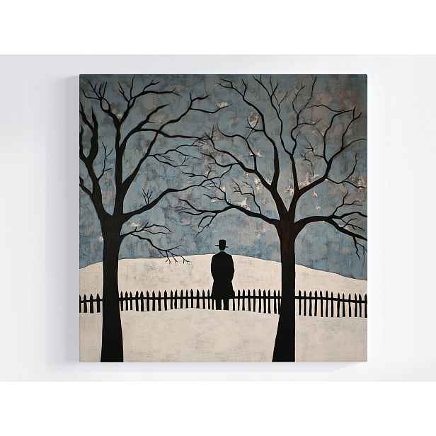 Obraz Na Plátně Canvas Zima Sníh Mráz Stromy Muž Melancholie 50x50