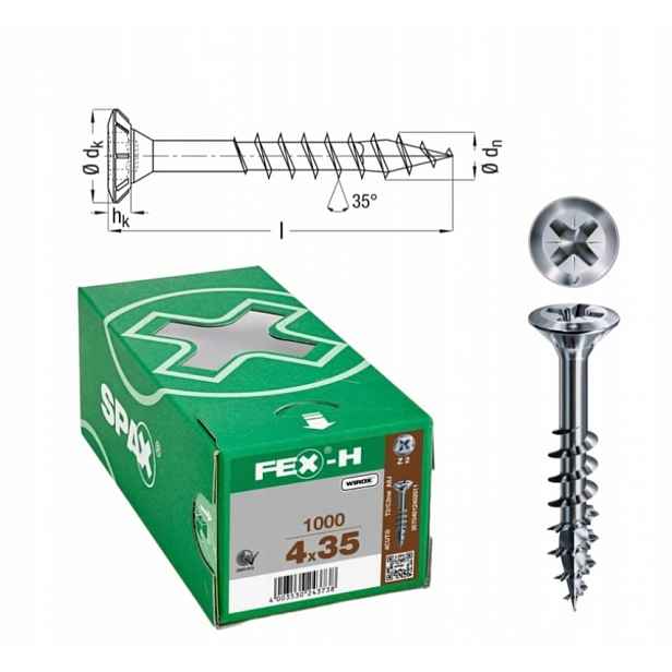 Šroub do oken Fex-h 4 x 35 Wirox 1000 ks