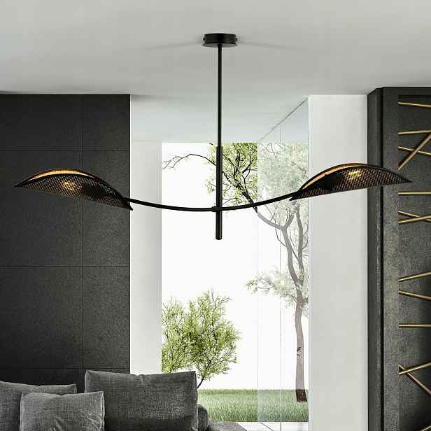 Stropní svítidlo Lotus 2 černo-zlatá, 2×E14, styl etno