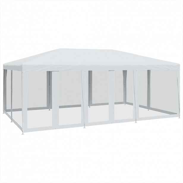 vidaXL Party stan s 10 síťovanými bočnicemi bílý 6 x 4 m HDPE