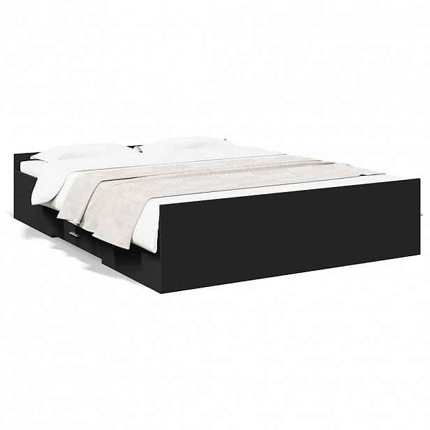 vidaXL Rám postele se zásuvkami černý 150 x 200 cm kompozitní dřevo