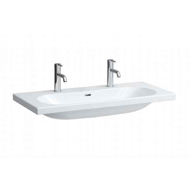 Laufen Lua - Dvojumyvadlo nábytkové 100x46 cm, s přepadem, 2 otvory pro baterii, LCC, bílá H8160894001071