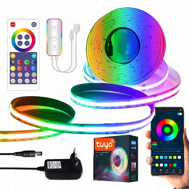 Led Páska 5M Cob Neon Rgbic 576LEDM WS2811 Tuya Wifi Aplikace Dálkový Ovladač Sada