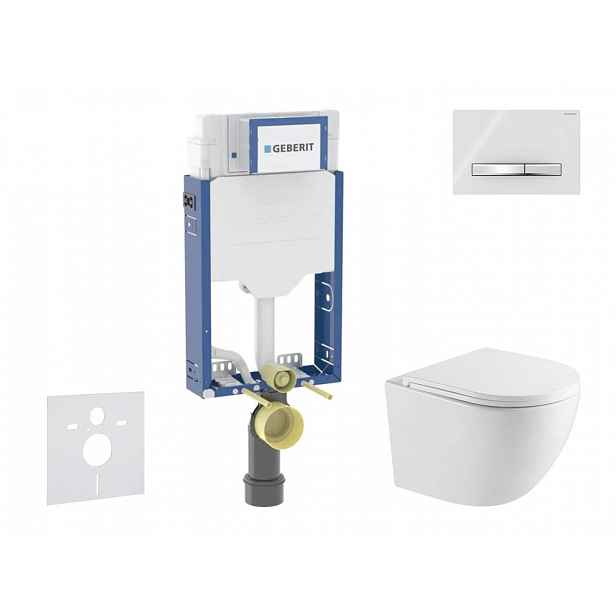 Geberit Kombifix - Set předstěnové instalace, klozetu Oudee a sedátka softclose, tlačítko Sigma50, chrom/alpská bílá SANI15CA3144
