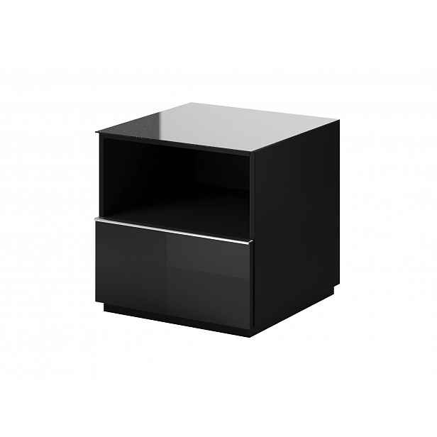 HELIO TYP 37 televizní stolek 1S, černá/černé sklo
