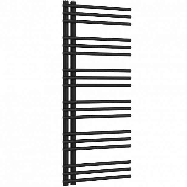 Koupelnový radiátor Burke - L/P - asymetrické připojení 50mm - 562W - černá matná - 1200x500 mm