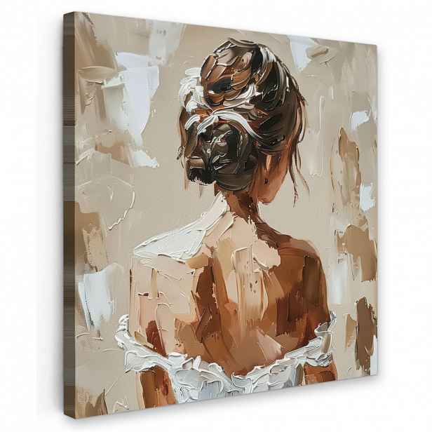 MuchoWow OBRAZ NA PLÁTNĚ Žena - malba - abstraktní - béžová - moderní 20x20 cm