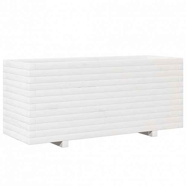 vidaXL Zahradní truhlík bílý 110 x 40 x 49,5 cm masivní borové dřevo