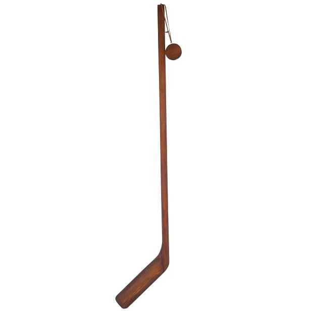 Dekorace dřevěná hokejka s pukem - 3*26*126 cm J-Line by Jolipa